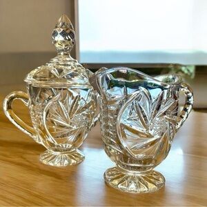 Imperlux crystal creamer and sugar bowl with lid, made in Germany around 1960